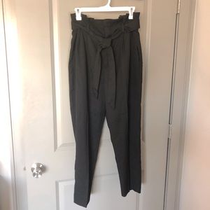 H&M Black Paper bag Work Pants with Tie